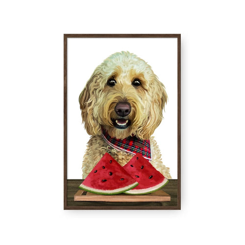 Crown and Paw - Framed Poster Custom Pet with Watermelon Portrait - Framed Poster