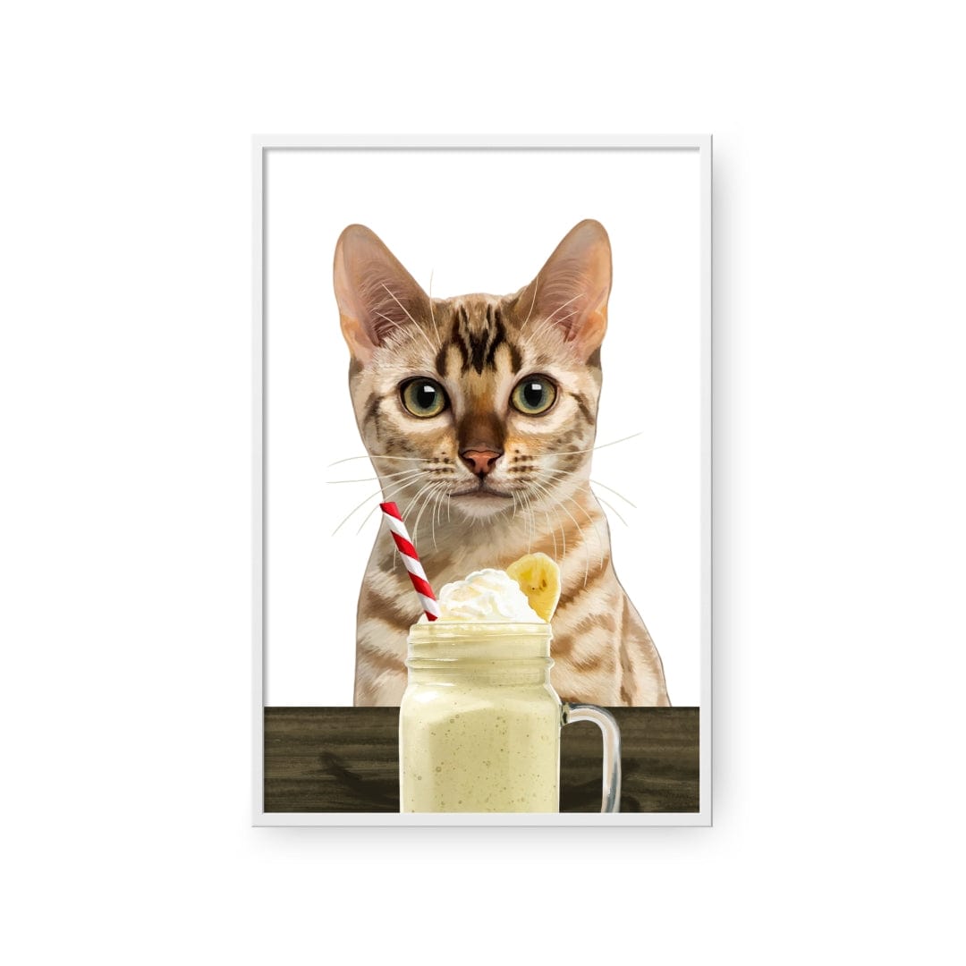 Custom Pet with Banana Shake Portrait - Framed Poster