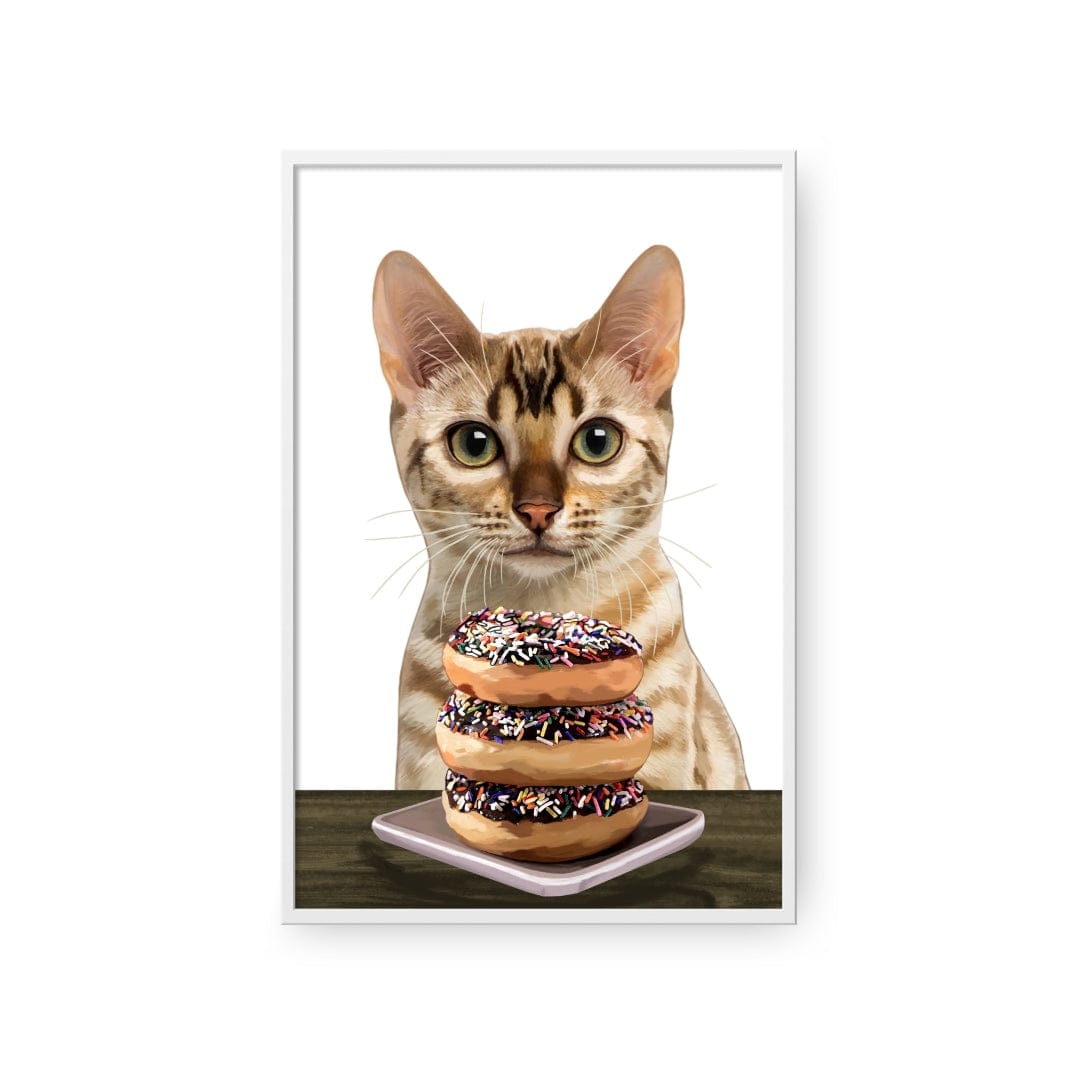 Custom Pet with Donuts Portrait - Framed Poster