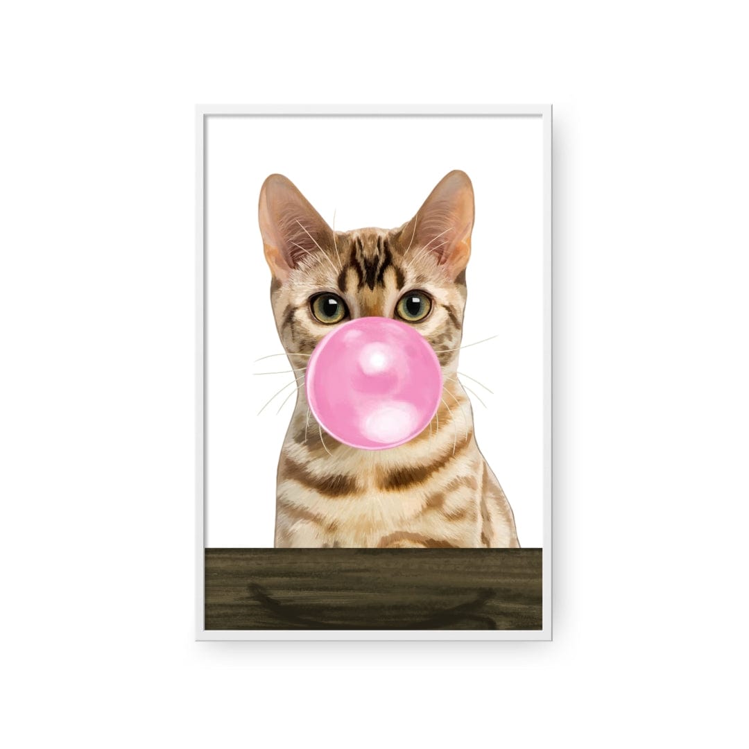 Custom Pet with Bubblegum Portrait - Framed Poster