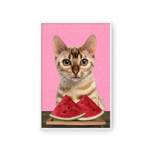 Crown and Paw - Framed Poster Custom Pet with Watermelon Portrait - Framed Poster 8" x 10" / White / Pink