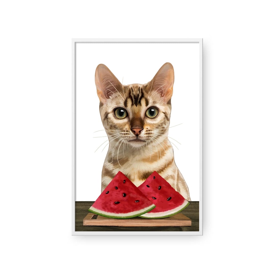 Custom Pet with Watermelon Portrait - Framed Poster
