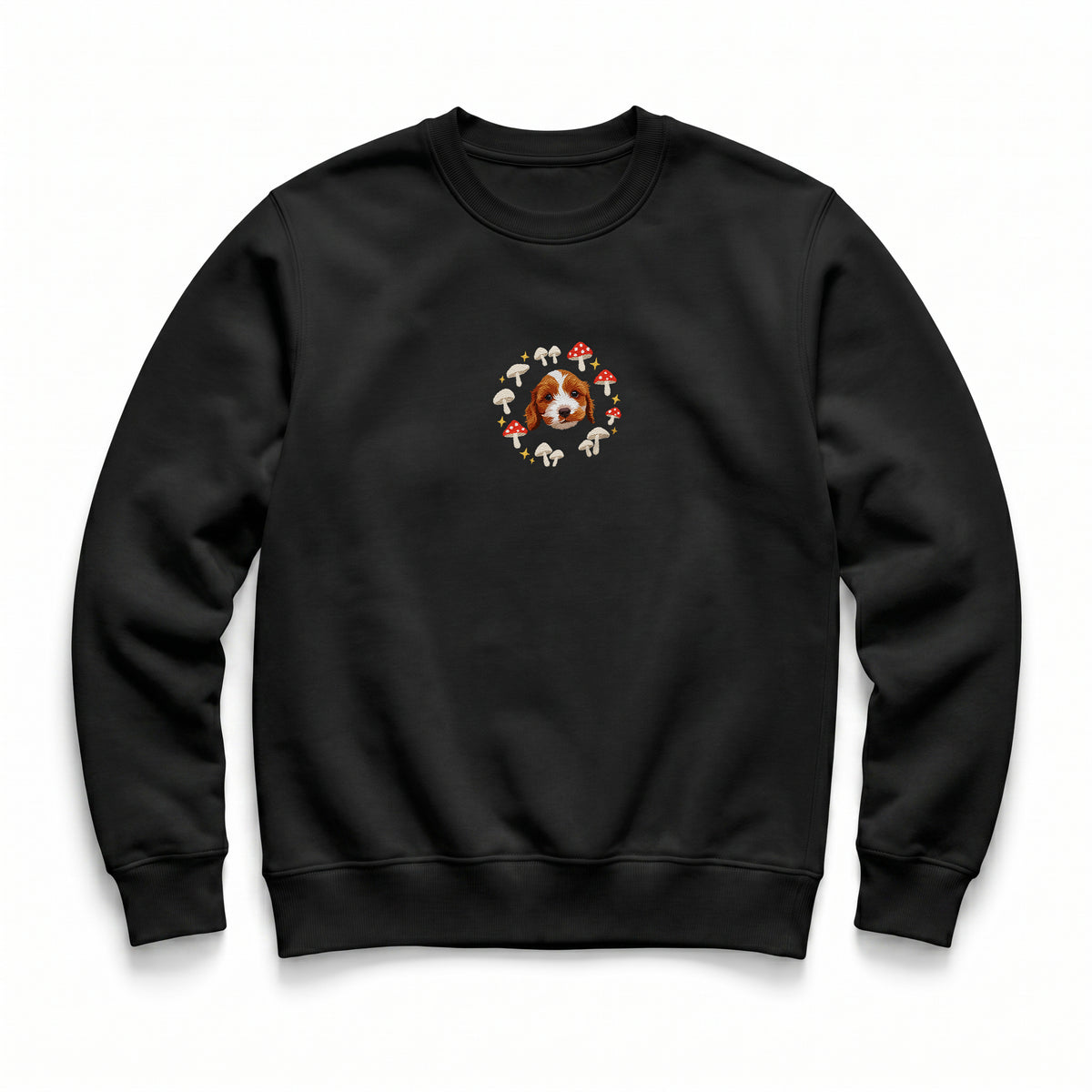 Custom Mushroom Embroidered Pet Face Organic Sweatshirt