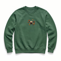 Custom Fall Leaves Embroidered Pet Face Organic Sweatshirt