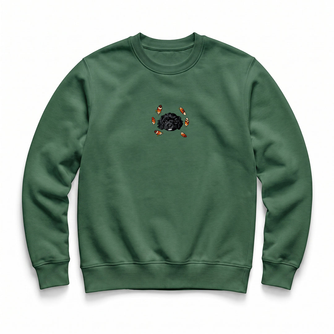Custom Thanksgiving Embroidered Pet Face Organic Sweatshirt