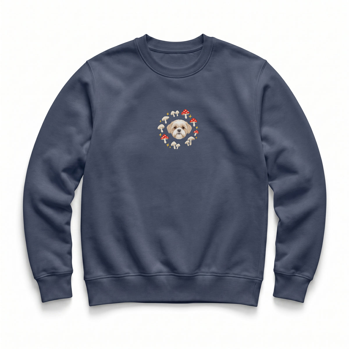 Custom Mushroom Embroidered Pet Face Organic Sweatshirt