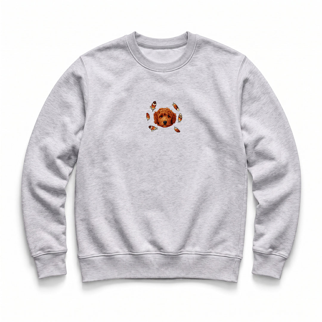 Custom Thanksgiving Embroidered Pet Face Organic Sweatshirt