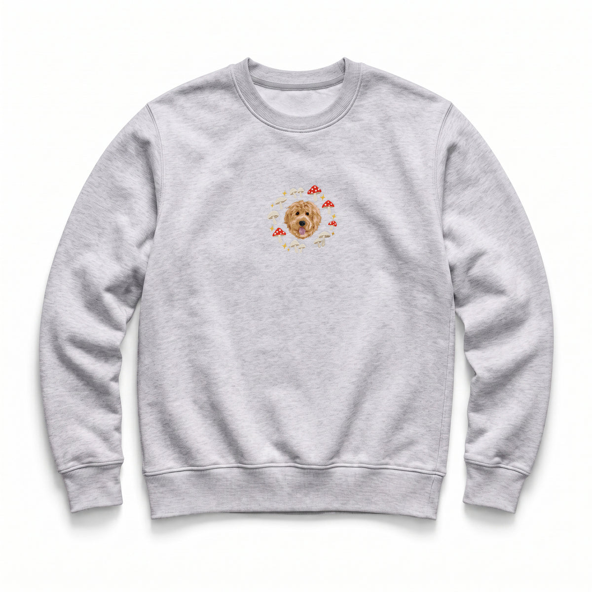 Custom Mushroom Embroidered Pet Face Organic Sweatshirt