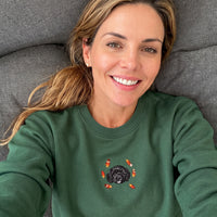 Custom Thanksgiving Embroidered Pet Face Organic Sweatshirt