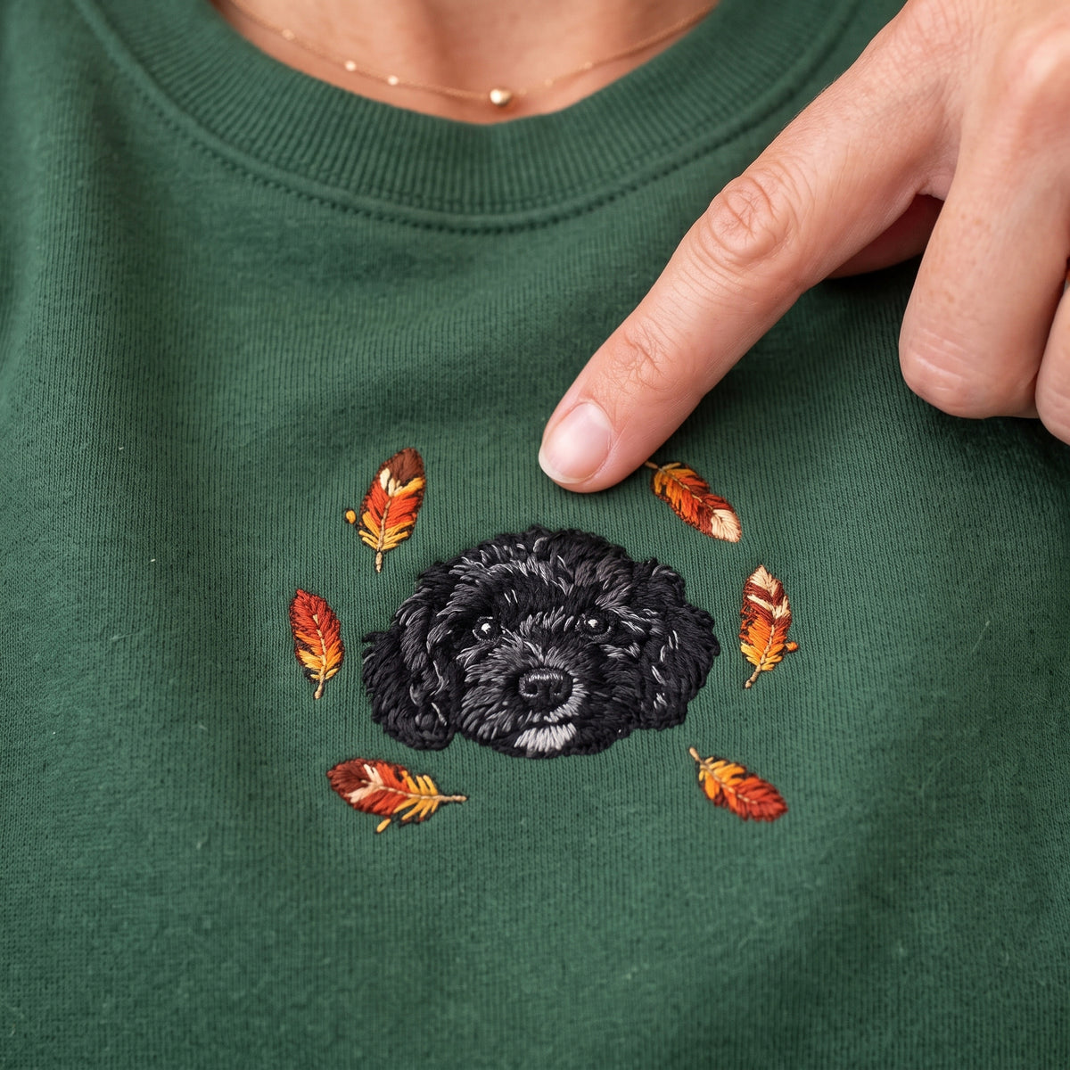 Custom Thanksgiving Embroidered Pet Face Organic Sweatshirt