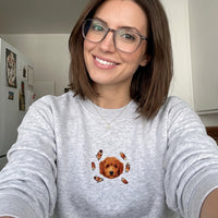 Custom Thanksgiving Embroidered Pet Face Organic Sweatshirt