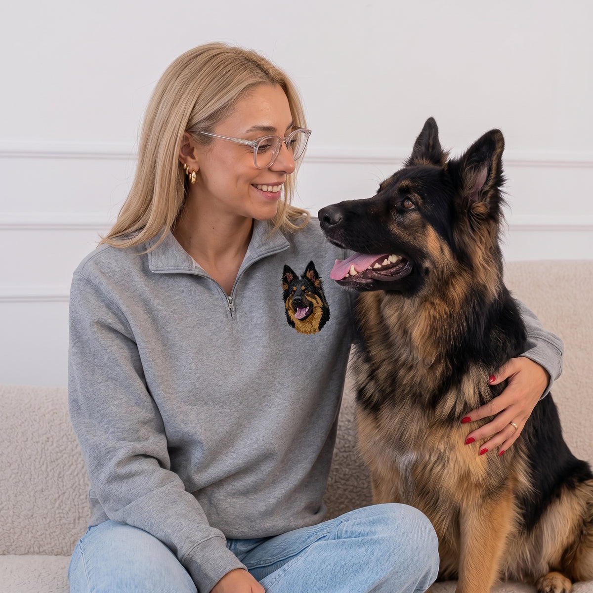 Custom Embroidered Pet Face Quarter Zip