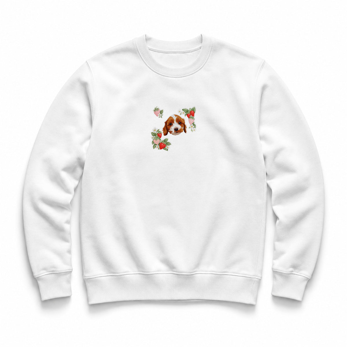 Custom Embroidered Pet Face Organic Strawberry Sweatshirt