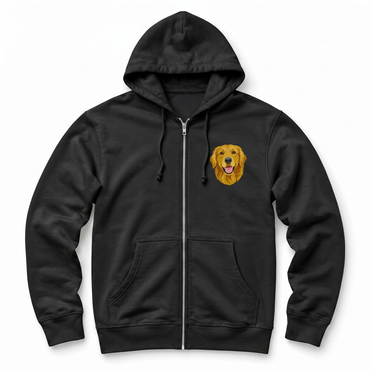 Custom Pet Face Embroidered Zip up Hoodie