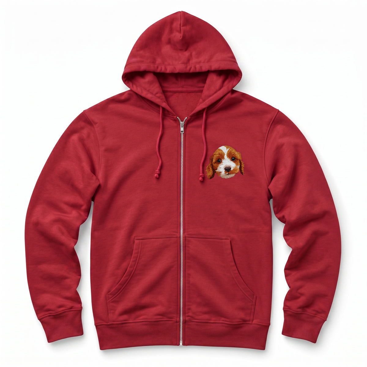 Custom Pet Face Embroidered Zip up Hoodie