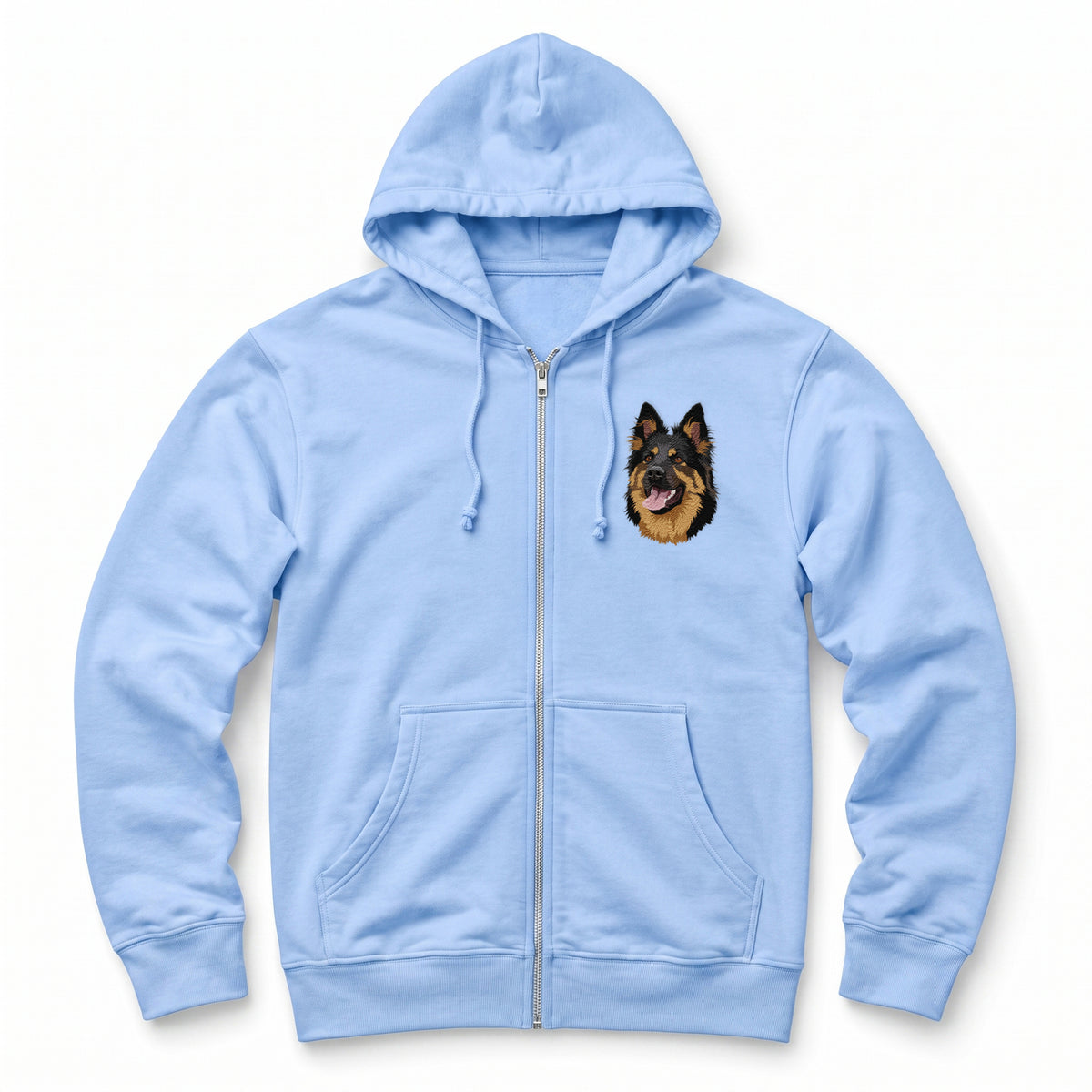 Custom Pet Face Embroidered Zip up Hoodie