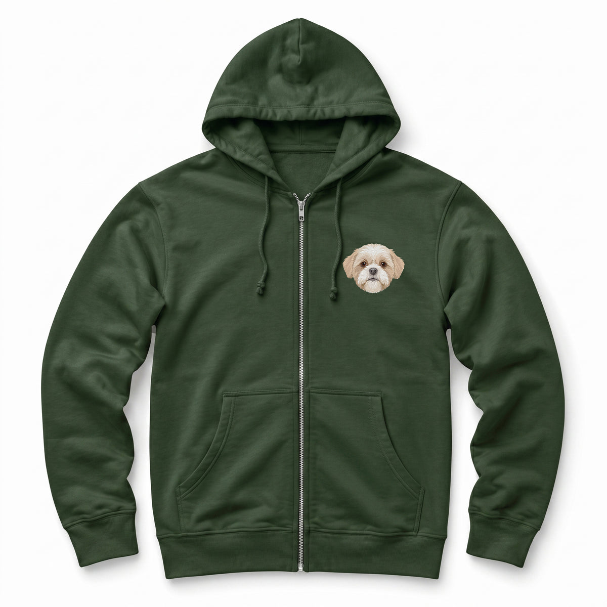 Custom Pet Face Embroidered Zip up Hoodie