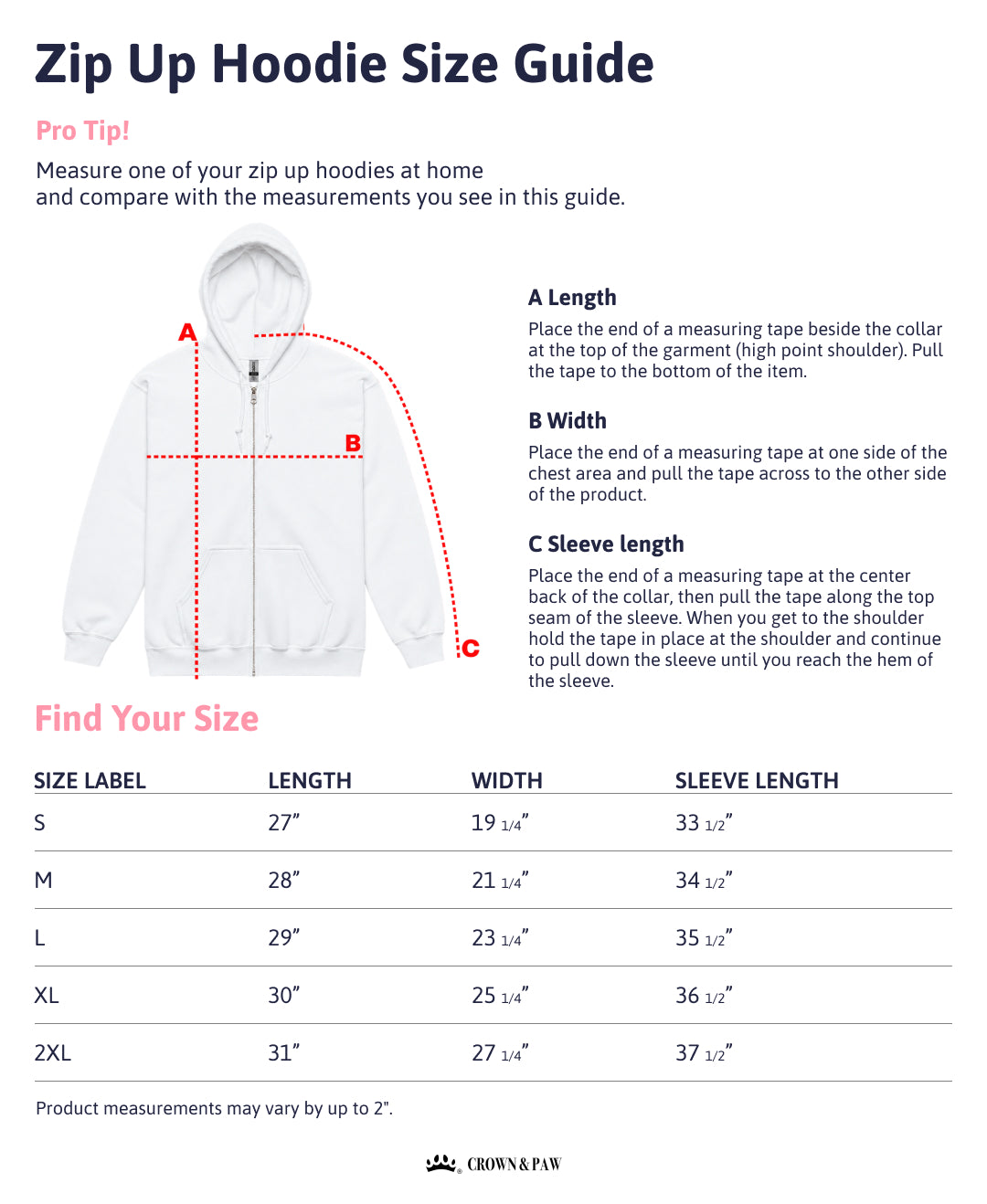 Size chart