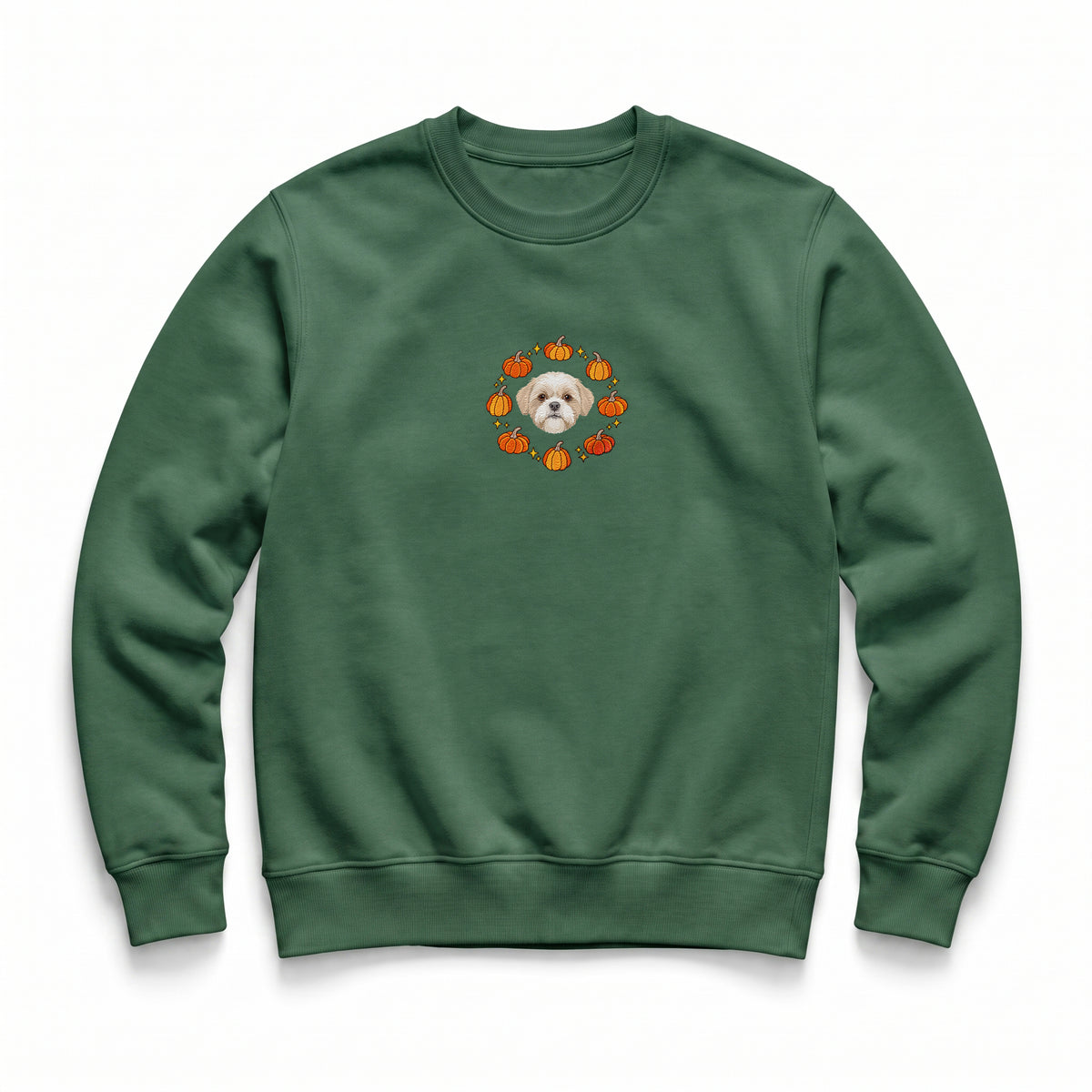 Custom Halloween Pumpkin Embroidered Pet Face Organic Sweatshirt