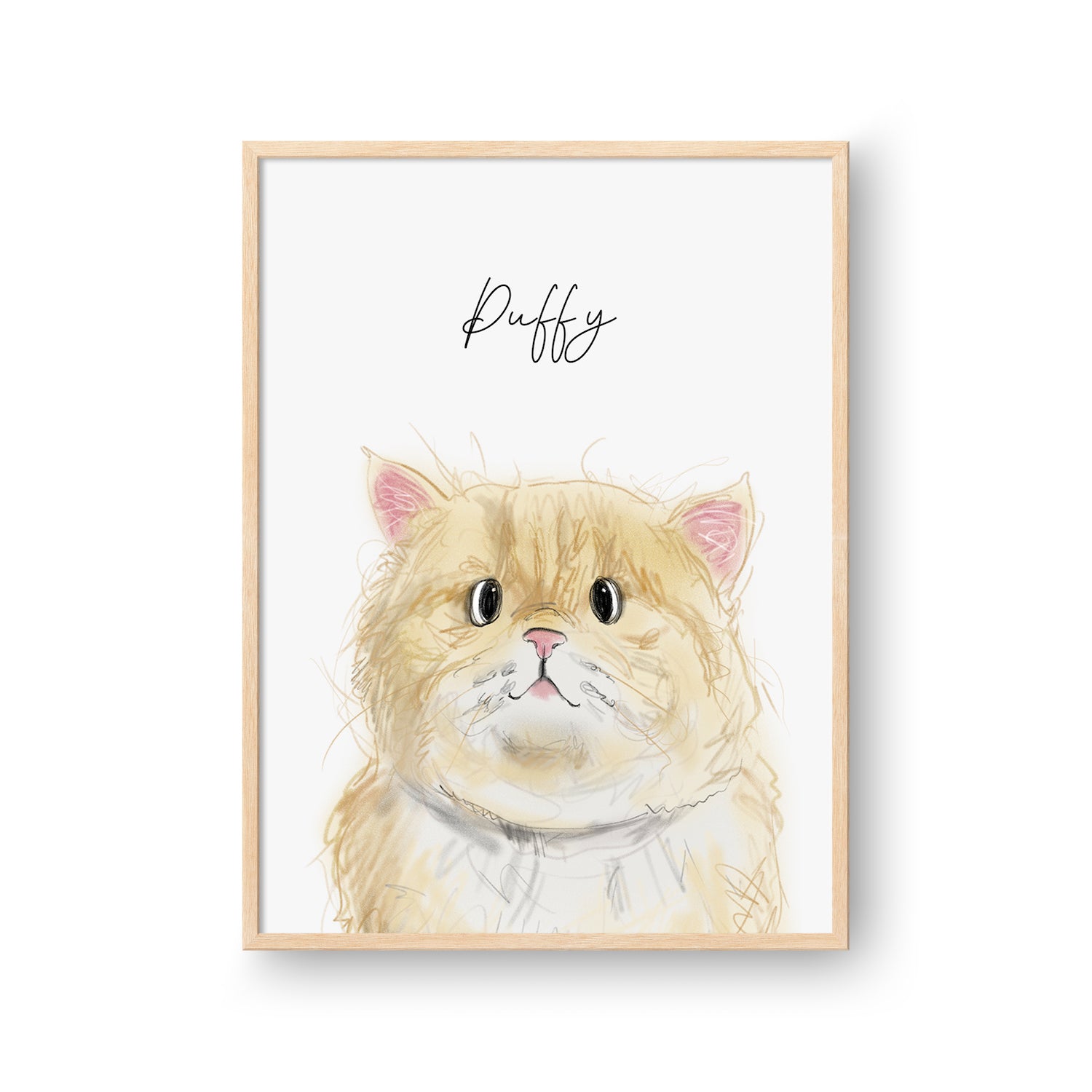 Cute Pet Sketch Portrait - One Pet