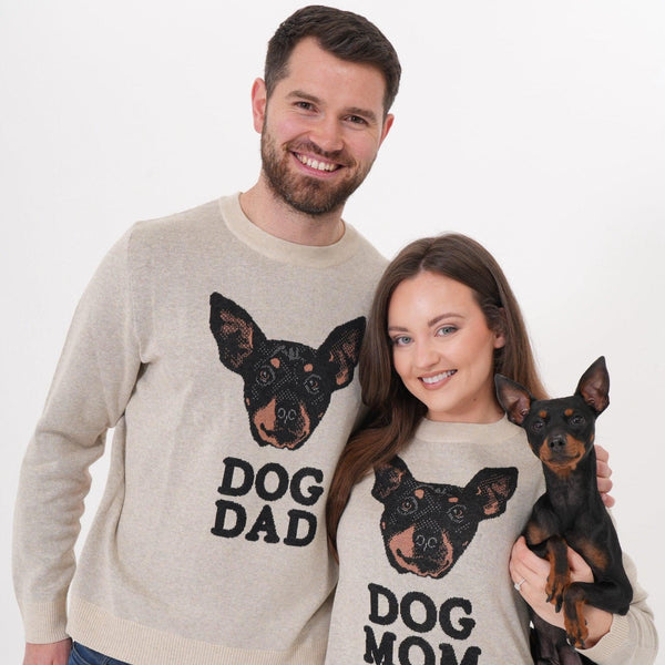Custom Knitted Dog Dad Text and Pet Face Sweater