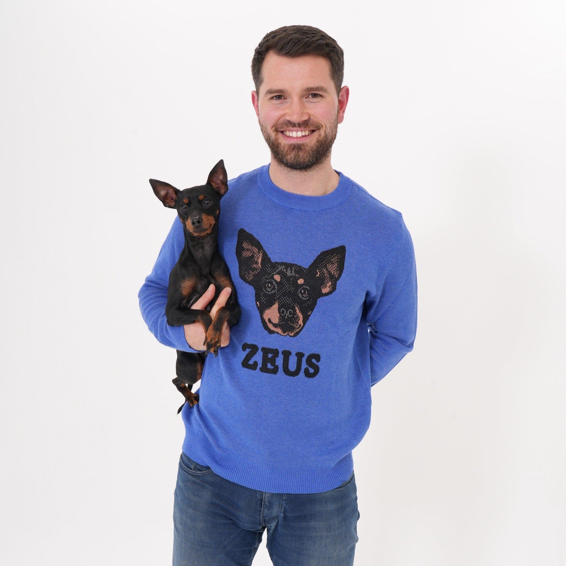 Crown and Paw - Knitwear Custom Knitted Dog Dad Text and Pet Face Sweater