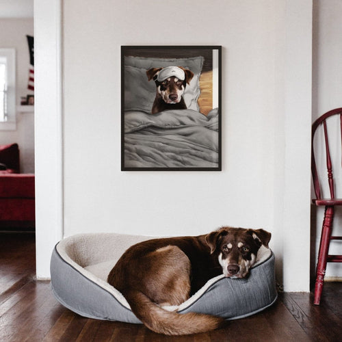 Crown and Paw - Framed Poster Custom Sleeping Pet Portrait - Framed Poster