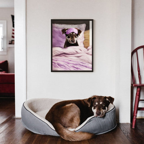 Crown and Paw - Framed Poster Custom Sleeping Pet Portrait - Framed Poster