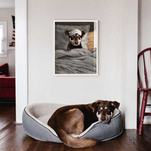 Crown and Paw - Framed Poster Custom Sleeping Pet Portrait - Framed Poster