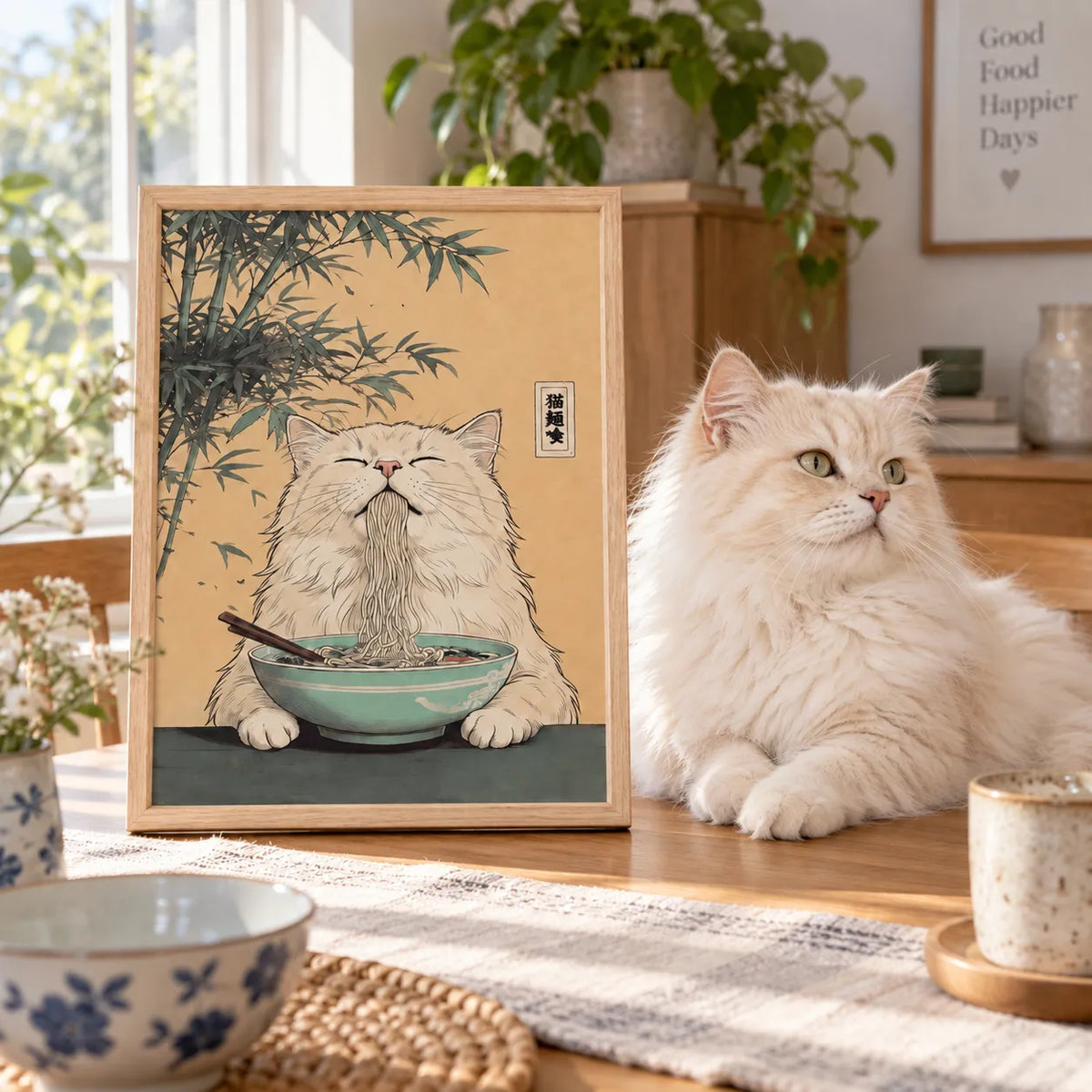 Eating Noodles Asian Style Pet Portrait