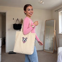 Embroidered Pet Face Organic Canvas Tote Bag