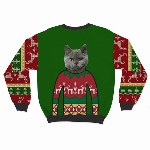 Crown and Paw - Custom Clothing Premium Christmas Sweatshirt Festive Green / Reindeer and Trees / S