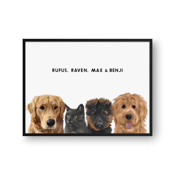 Modern Pet Portrait - Four Pets