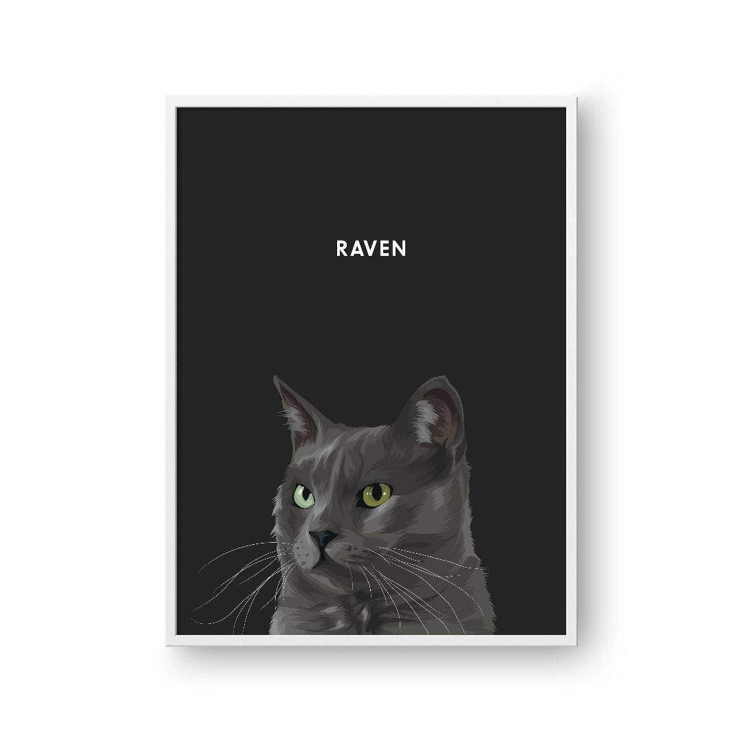 Crown and Paw - Framed Poster Modern Pet Portrait - One Pet 8" x 10" / White / Charcoal