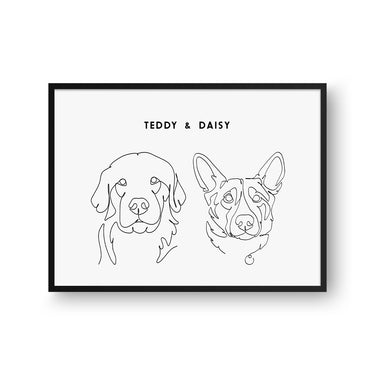 Line Art Pet Portrait - Two Pets