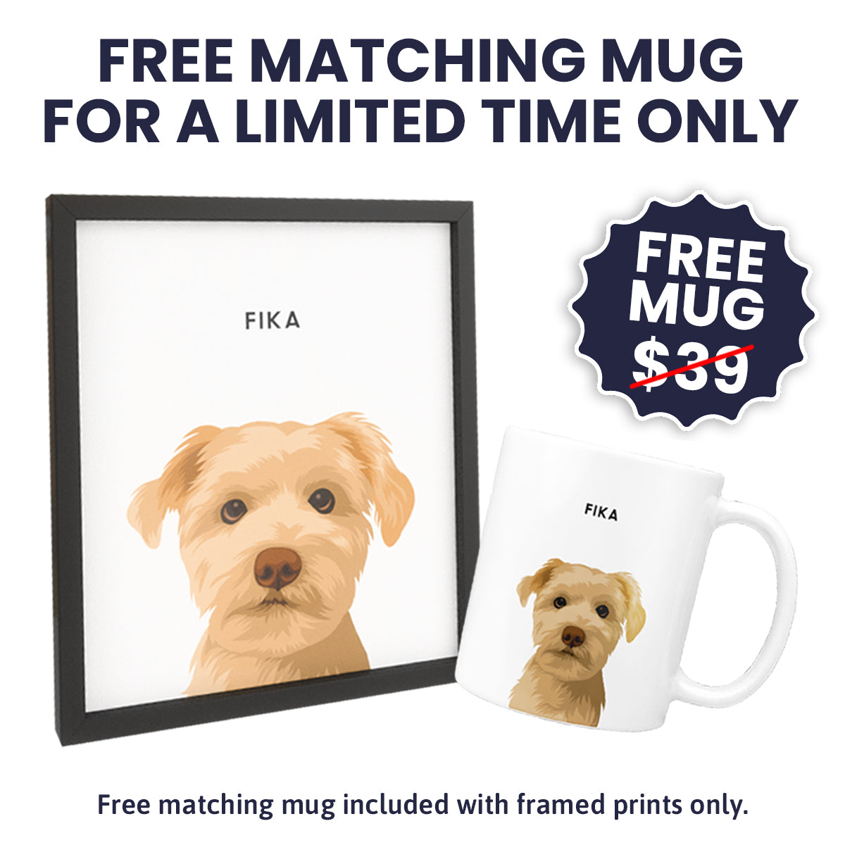 Modern Pet Portrait - Six Pets, Framed Poster