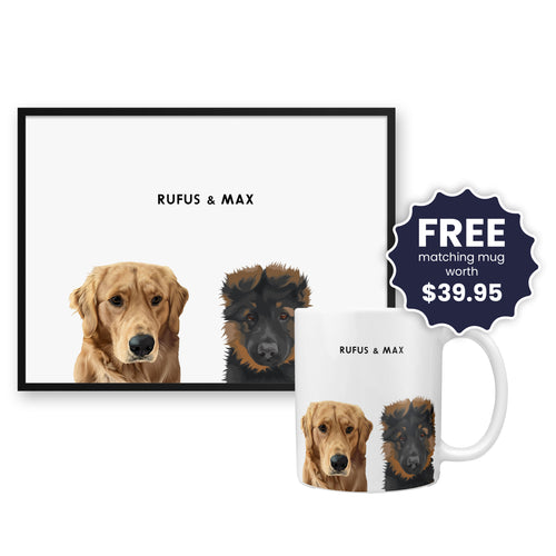 Modern Pet Portrait - Two Pets