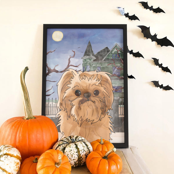 Halloween Watercolor Pet Portrait - One Pet
