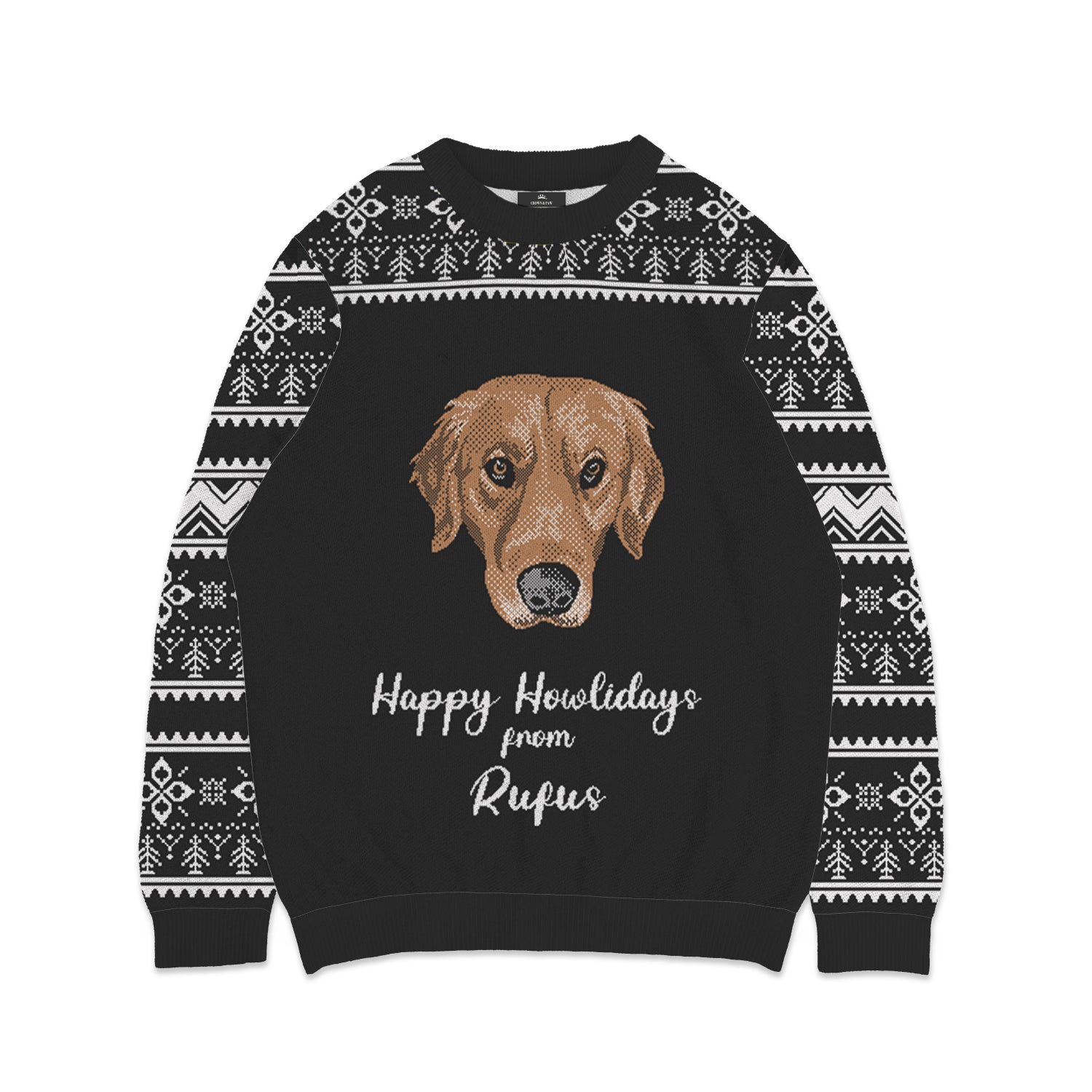 Fair Isle Pattern Dog Face Sweater - Custom Christmas Knitwear