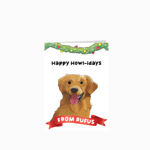 Happy Howlidays Watercolor Christmas Card - Custom Greetings Cards