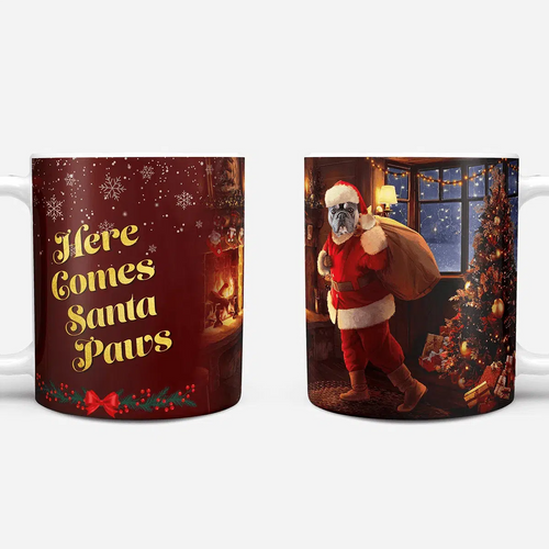 Crown and Paw - Mug Santa Paws Custom Pet Christmas Mug 11oz