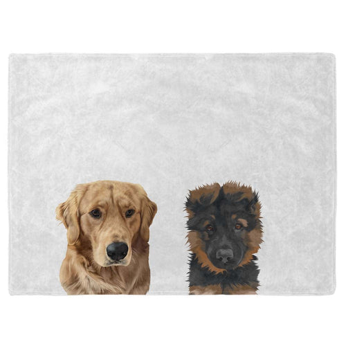 Crown and Paw - Blanket Modern Pet Face Blanket - Two Pets 30" x 40" / Without Name