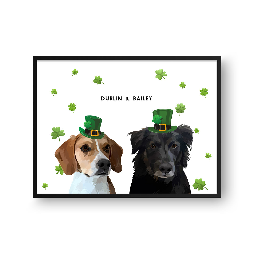 Saint Patrick's Day Pet Portrait - Two Pets