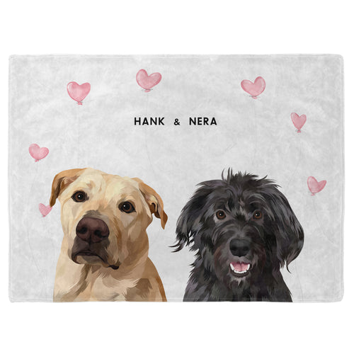 Valentines Pet Face Blanket - Two Pets