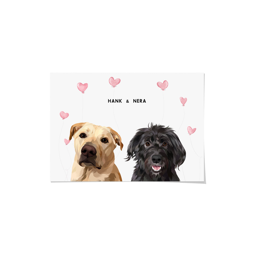 Valentines Pet Portrait - Two Pets