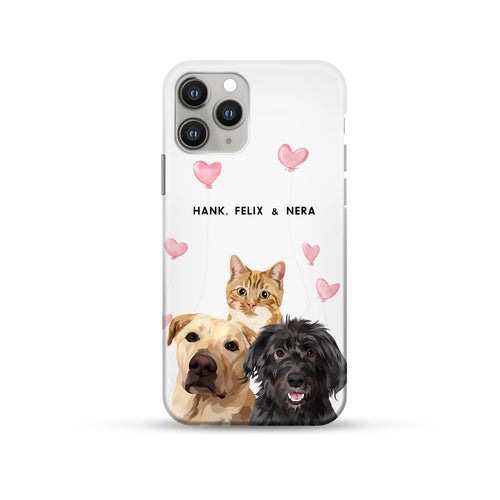 Valentines Pet Portrait Phone Case - Three Pets