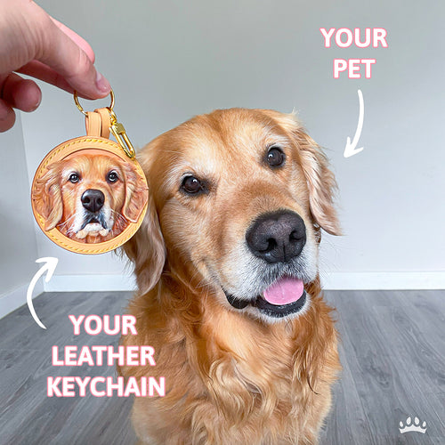 Handmade Leather Pet Face Keychain From Photos