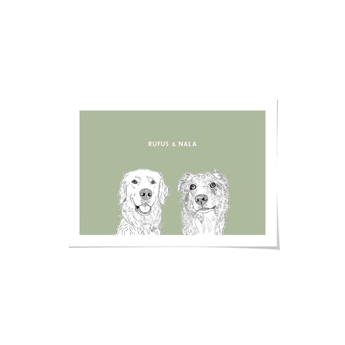Crown and Paw - Framed Poster Illustrated Pet Portrait - Two Pets