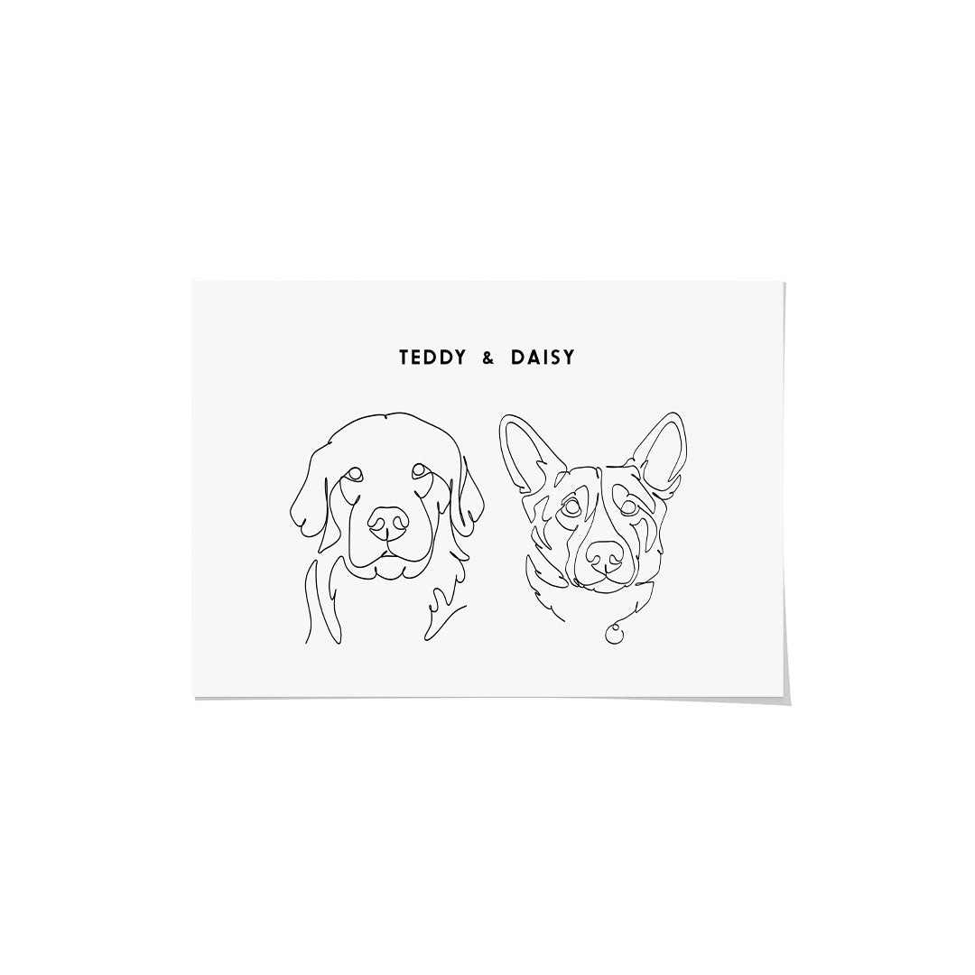 Line Art Pet Portrait - Two Pets