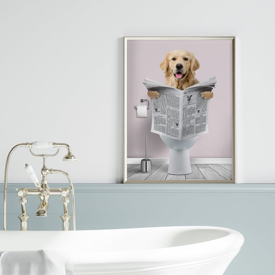 Crown and Paw - Canvas Restroom Pet Portrait - Custom Pet Art